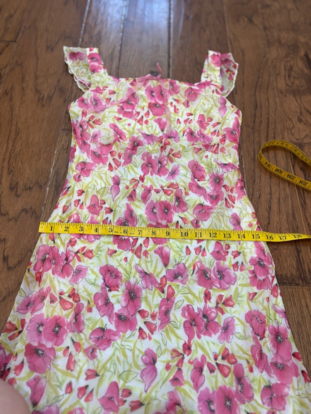 Vintage Y2K Pink Floral Mini Dress Flutter Strap Coquette XXS XS - Picture 13 of 14